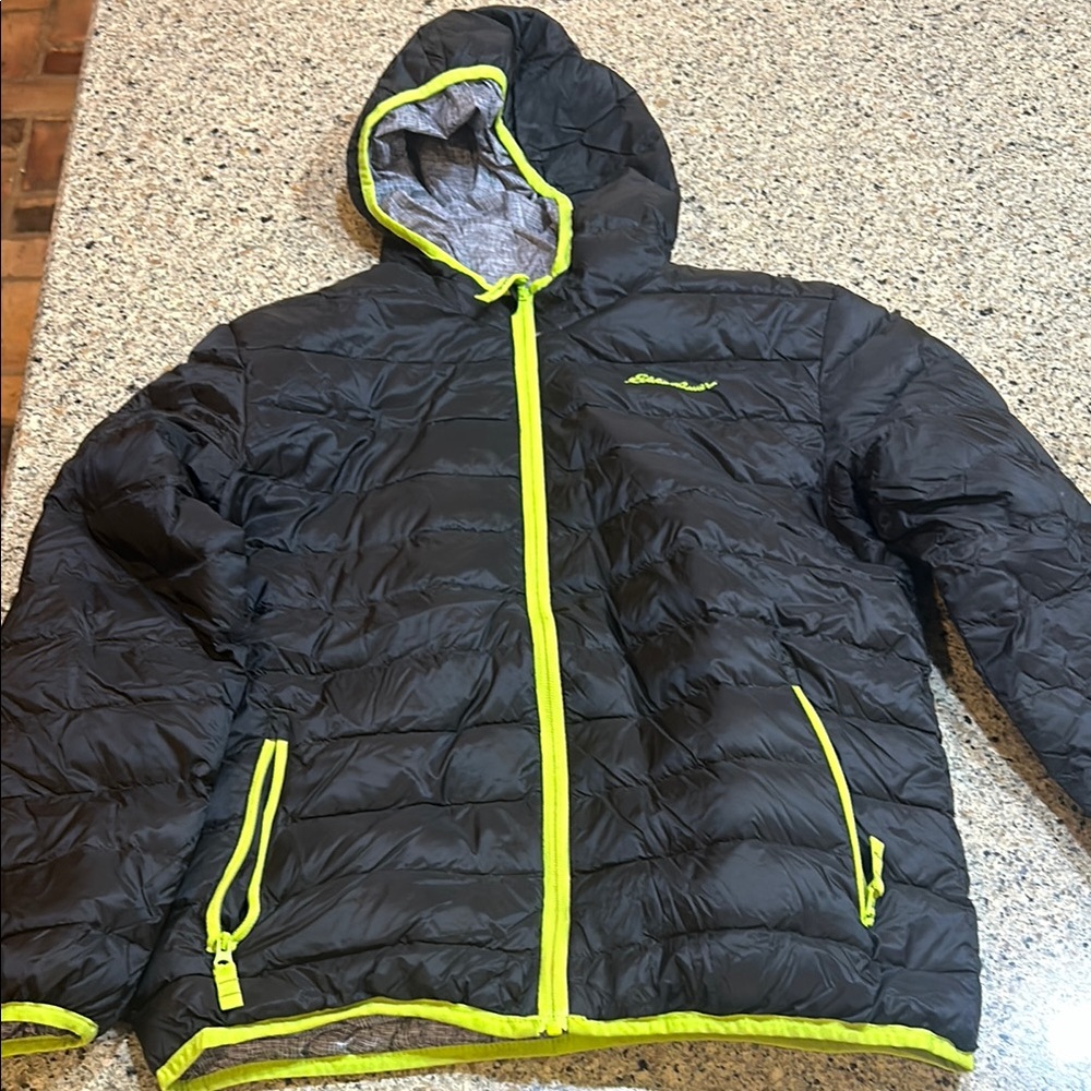 Eddie Bauer Black and Neon Green flippable jacket